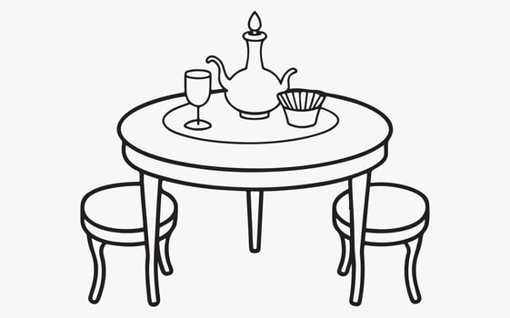 Classic Dining Table Line Illustration vector