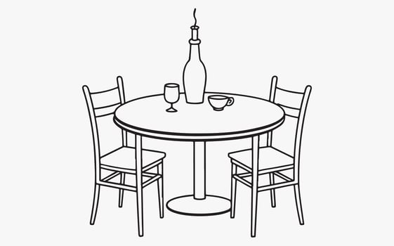 Minimalist Dining Room Table Sketch image clipart illustration vector