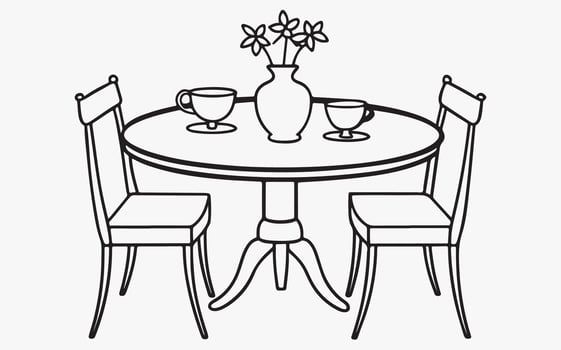 Minimalist Dining Room Table Sketch image clipart vector