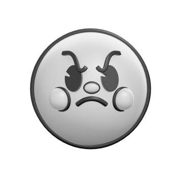 Retro 3D Angry Emoticon Face Illustration png