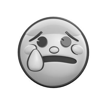 Retro Anxious Emoticon 3D with Teardrop Face png