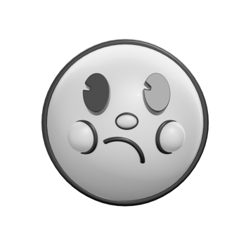 Retro 3D Confused Emoticon Face Illustration png