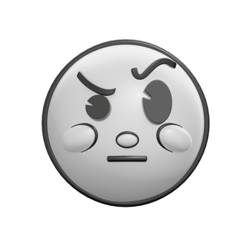 Retro 3D Emoticon With Raised Eyebrow Illustration png
