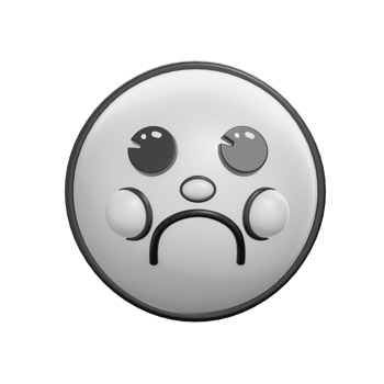 Retro 3D Frowning Face Emoticon Illustration png