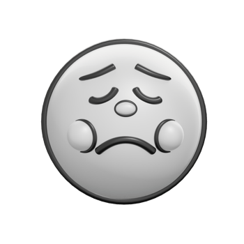 3D Retro Pensive Face Emoticon Illustration png