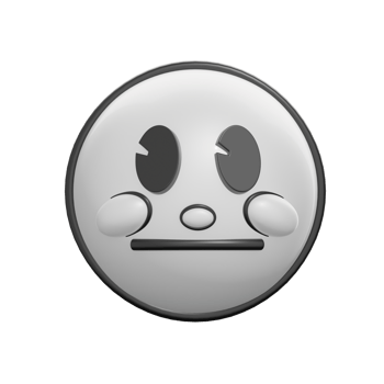 Retro 3D Emoticon Face with Neutral Expression Illustration png