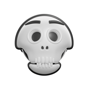 Retro 3D Skull Emoticon Illustration png