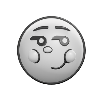 Retro 3D Smirking Emoticon Face Illustration png