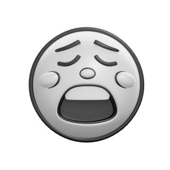 Retro 3D Weary Face Emoticon Illustration png