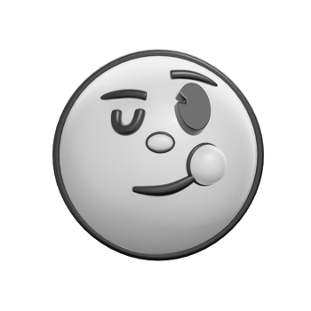 Retro 3D Wink Face Emoticon Illustration png