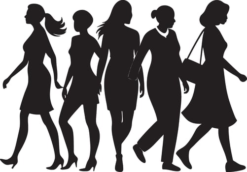 Elegant Black Silhouette of a Woman Enjoying a Morning Walk vector