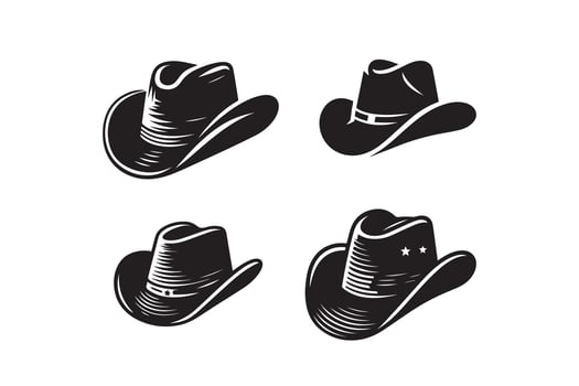 Cow Boy Hat Silhouette Illustration Design vector