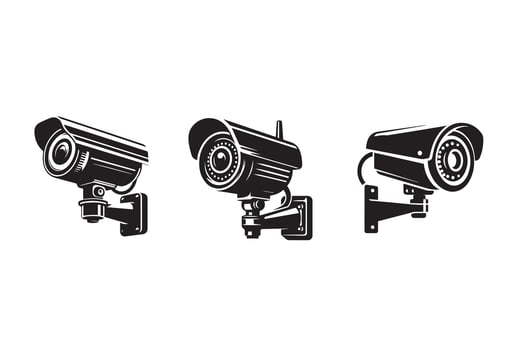 CCTV Camera Silhouette Illustration Design vector