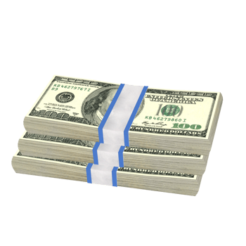 Hundred-dollar bundles, 3d Dollar stack transparent background image png