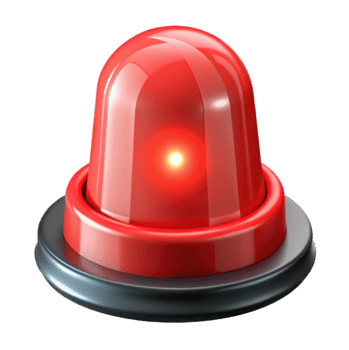 Red siren, glowing beacon light 3d render transparent background png