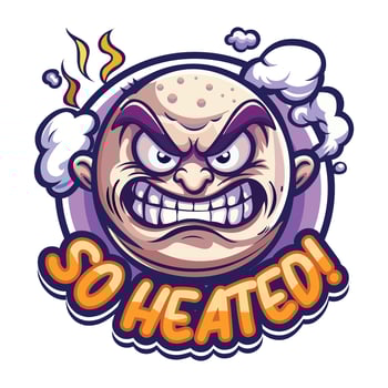 A flat sticker of furious man with so heated typography vector