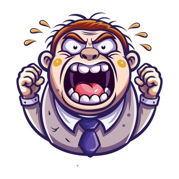 A flat style sticker of an extremely angry person vector