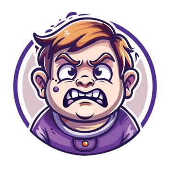 A flat style sticker of a boy feeling irritation vector