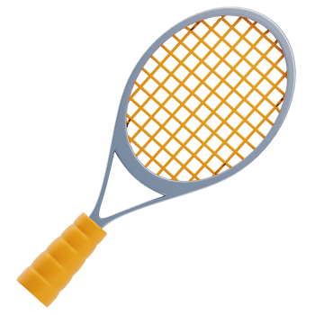 3D Badminton Racket Illustration With Yellow Grip png