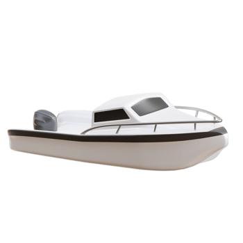 3D Cute Modern Boat Illustration png