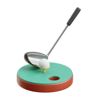 3D Golf Putter And Ball Illustration png