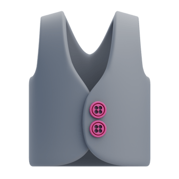 3D Modern Grey Waistcoat with Pink Buttons png