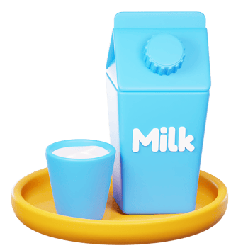 3D Milk Carton And Cup For Kids png