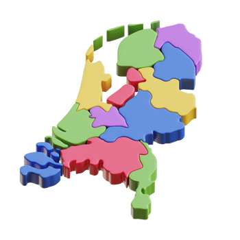 3D Colorful Regions Map Of The Netherlands png