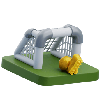 3D Football Goal And Glove With Ball png