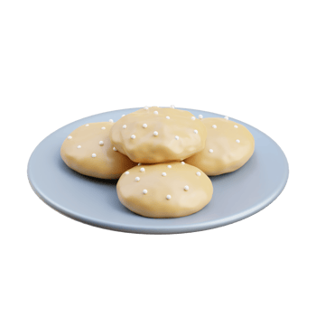 3D Dutch Poffertjes on Blue Plate png