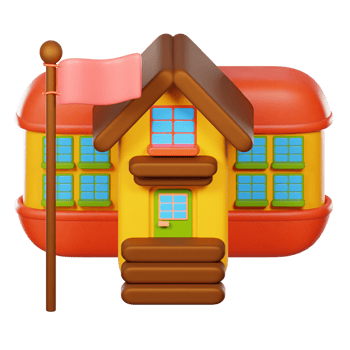 3D Colorful Cartoon School Building For Kids png
