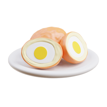 3D Boiled Egg On Plate png