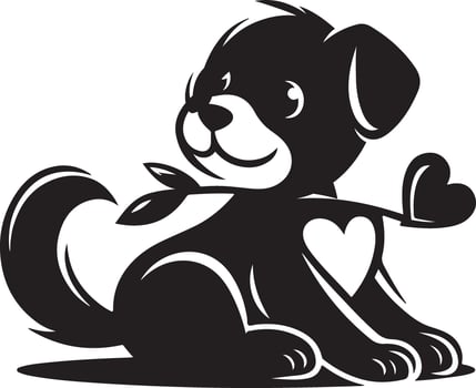 Dog on the grass black silhouette vector