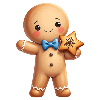 Cute Gingerbread Man Holding Star Cookie Illustration png
