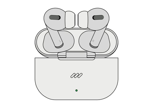 Wireless headphones with charging case flat design isolated on white background vector