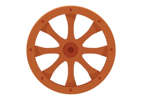 Old wheel vintage cartoon flat design isolated on white background vector