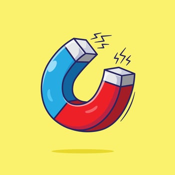 Drawing cartoon of cute horseshoe magnet magnetic made by metal steel instrument concept vector