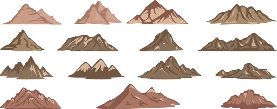 Scenic Mountain Range Illustrations Collection Flat Design vector