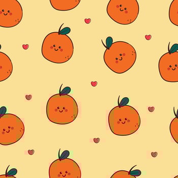 seamless pattern cartoon orange fruit character. cute animal wallpaper for fabric print, gift wrap paper vector