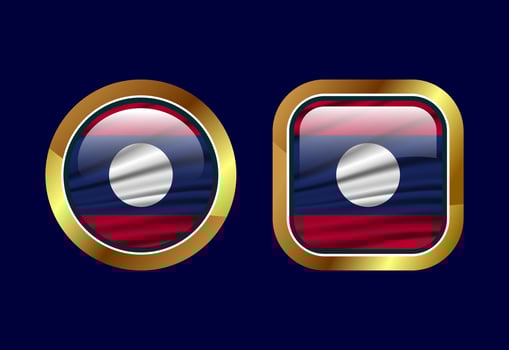 Glossy flag button of Laos, High quality web button design vector