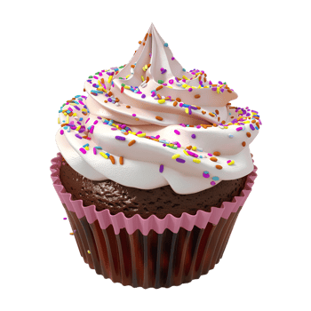 A cupcake with frosting and sprinkles on it png