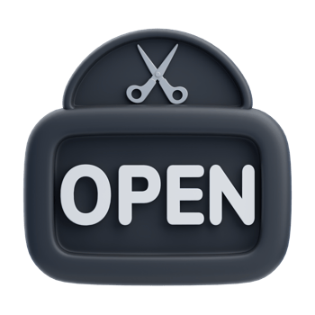 3D Barbershop Open Sign With Scissors png