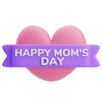 3D Happy Mom's Day Heart Banner png