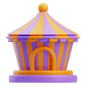 3D Carnival Circus Tent Illustration Design png