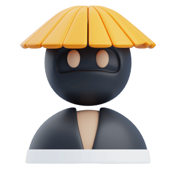 3D Ninja with Traditional Straw Hat png