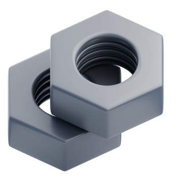 3D Industrial Metal Nuts Illustration png