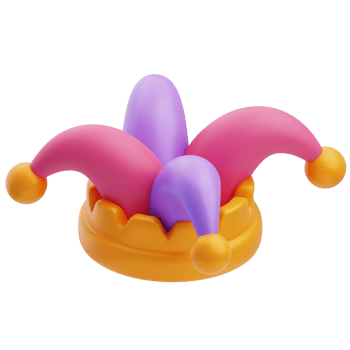3D Colorful Carnival Clown Hat Design png