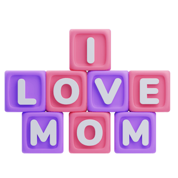 3D I Love Mom Blocks Mother's Day Illustration png