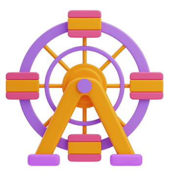 3D Carnival Ferris Wheel Colorful Ride Icon png