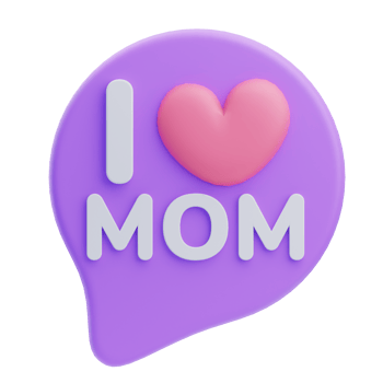 3D I Love Mom Mother's Day Badge png